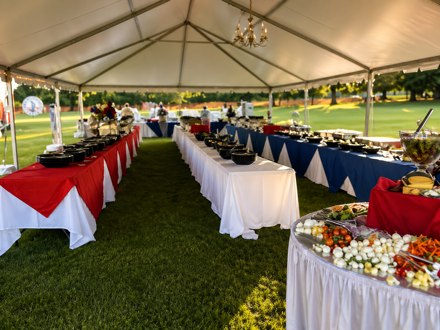 Country club buffet with fruit and salad stations in Westchester