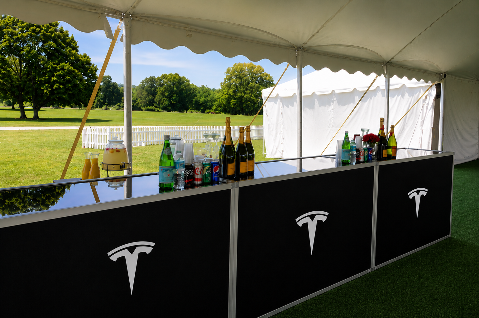 Professional event bar serving guests at a Tesla activation