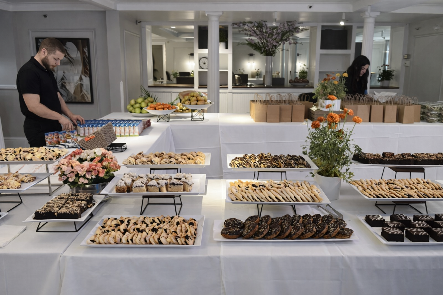 Kosher dessert buffet with professional event staff