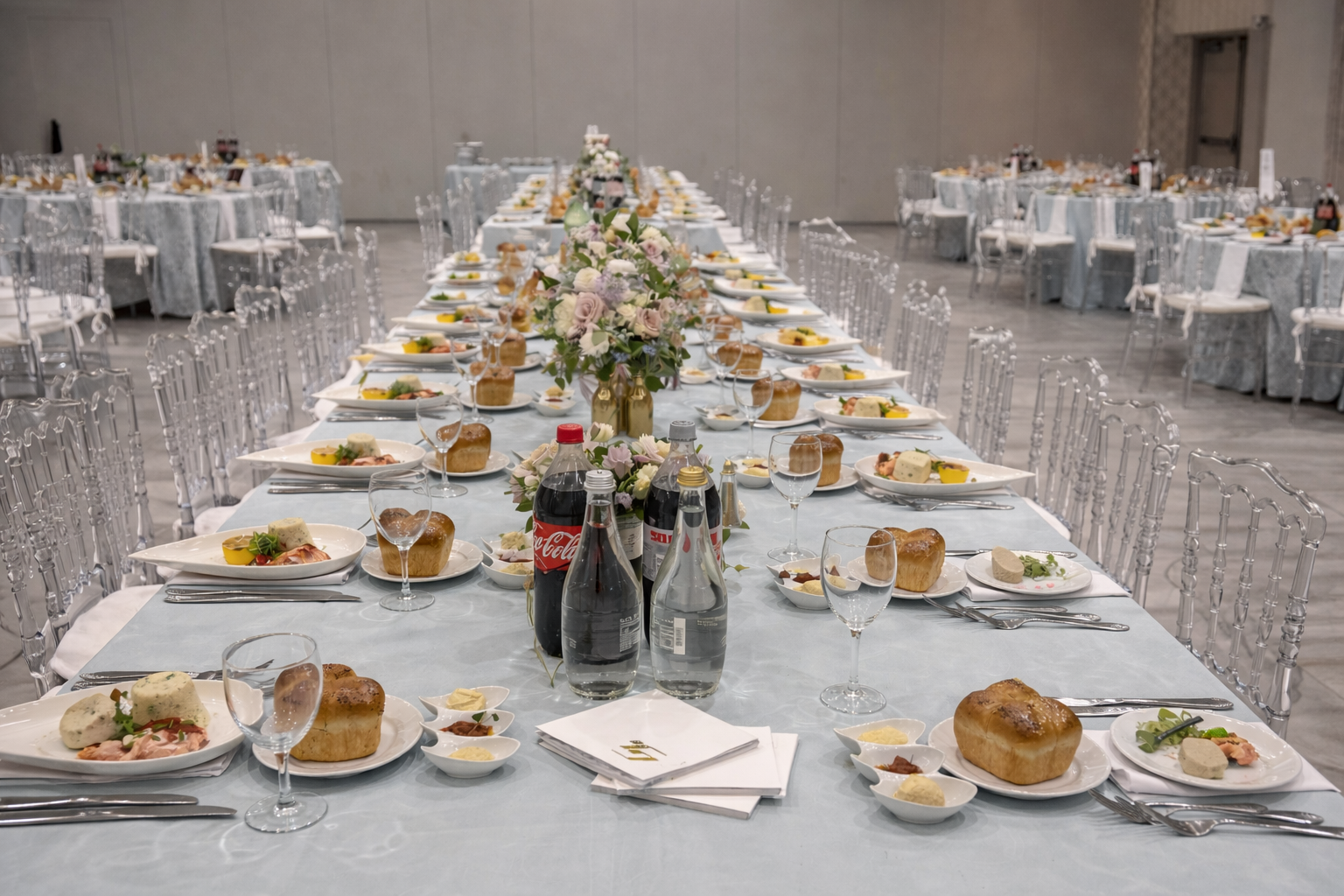 Formal banquet table prepared for kosher service